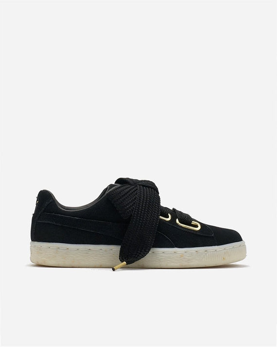 Puma Suede Heart Fabulous Black Womens Sneaker 36556101