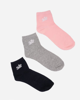 Sole Finess Ankle Socks Pink/Grey/Black 3 Pack